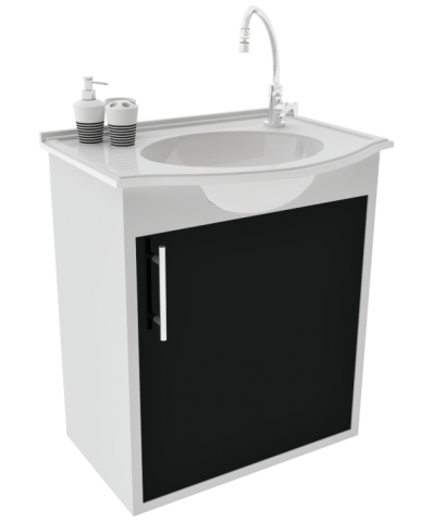 Gabinete para WC com Lavatório ArteFibra - Preto