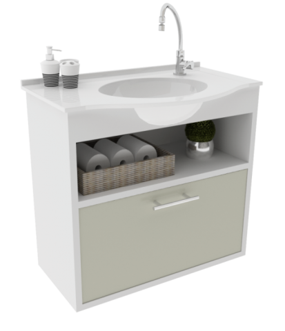 Gabinete WC com Lav. ArteFibra - Cinza Itlia (Mod. 202)