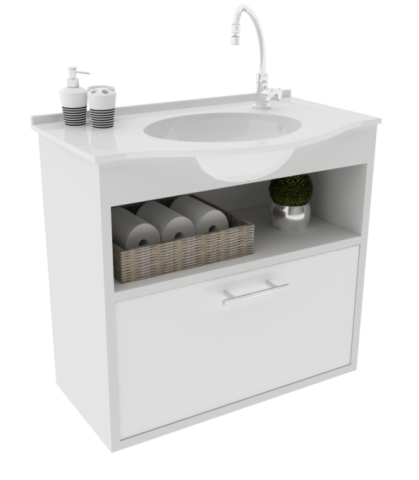 Gabinete WC com Lavatório ArteFibra - Branco (Mod. 203)